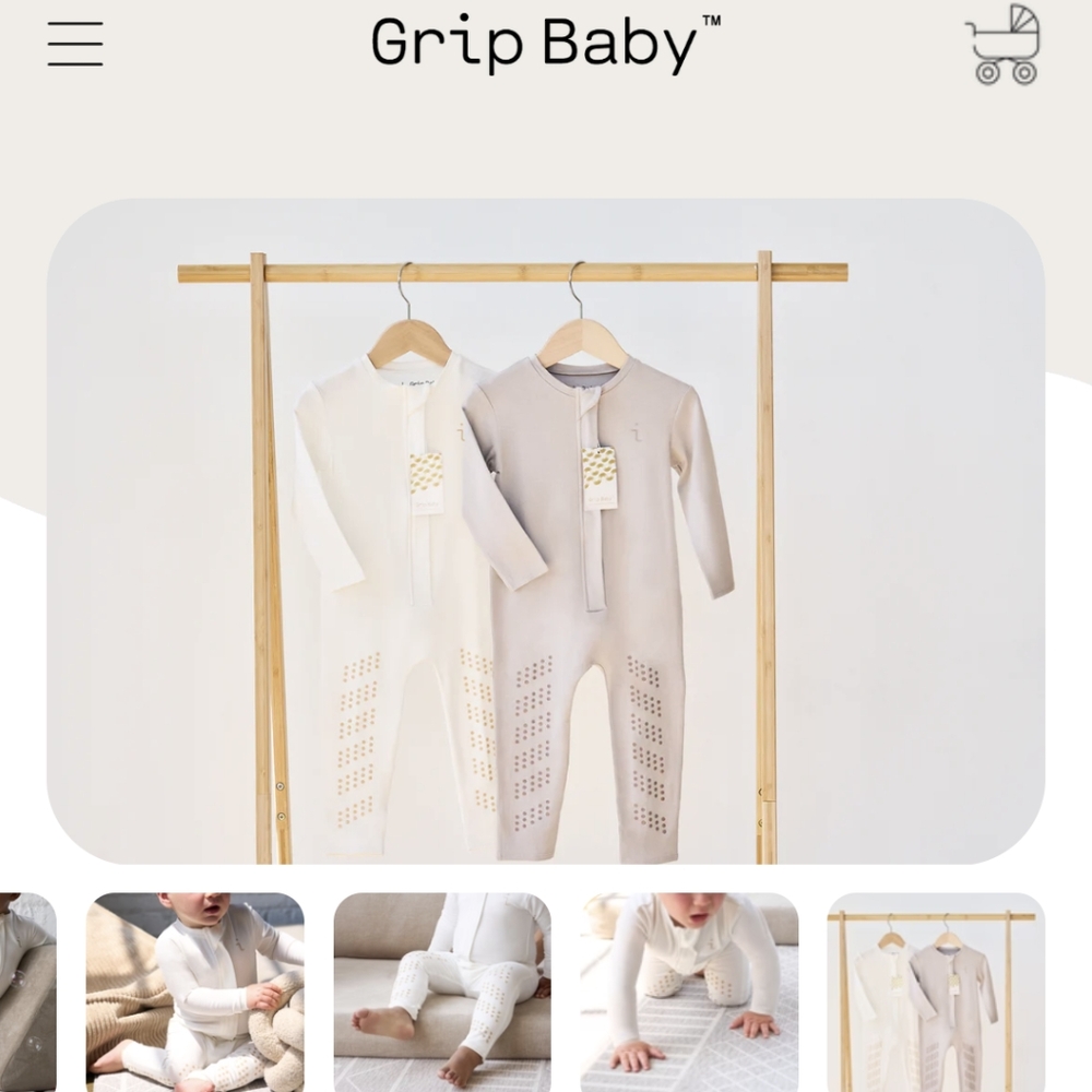 2 GripBaby Pajamas in White and Gray